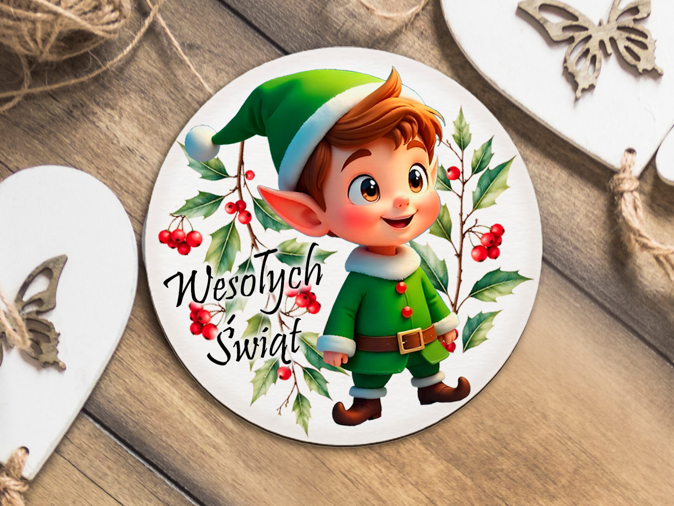 Świąteczny magnes - drobiazg na klasową Wigilię lub paczkę Mikołajkową