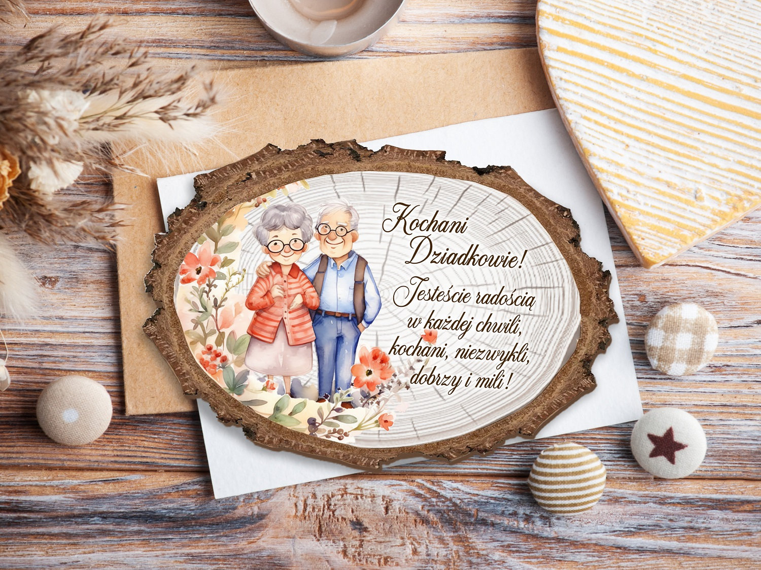 Pamiątkowy magnes na Dzień Babci i Dziadka - prezent na lodówkę