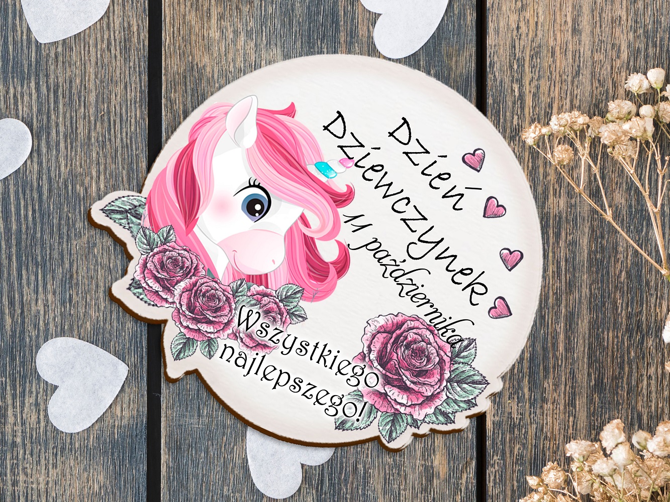Pamiątka na Dzień Dziewczynek - magnes do przedszkola lub szkoły