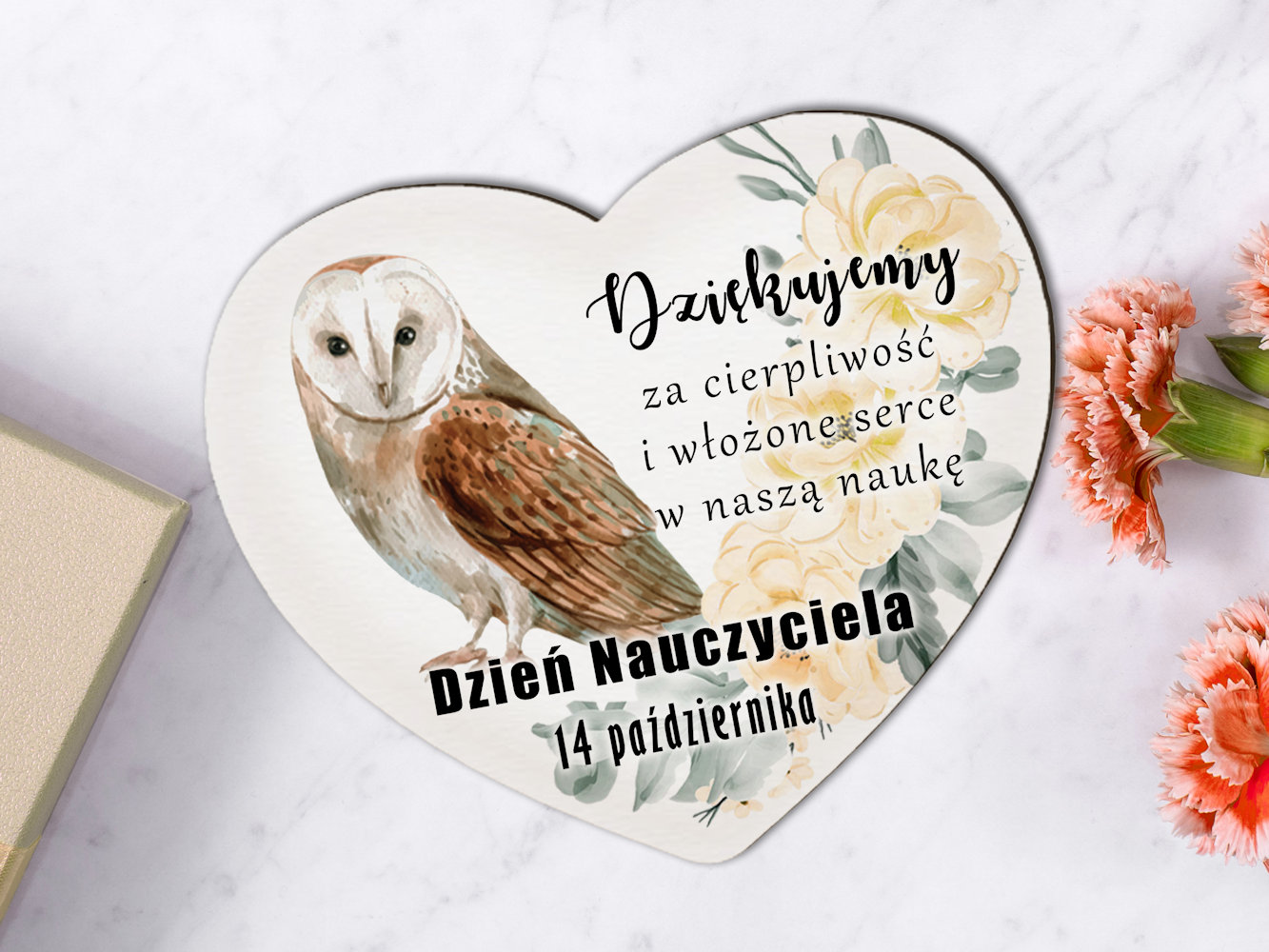 Pamiątka z okazji Dnia Nauczyciela - magnes serce z podziękowaniem